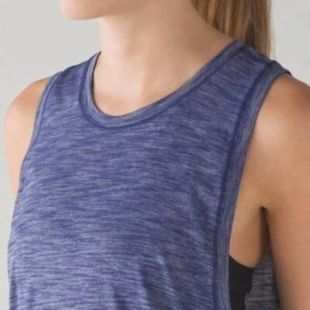 EUC Lululemon Cardio Squad Tank II Heathered Hero Blue Size 4!